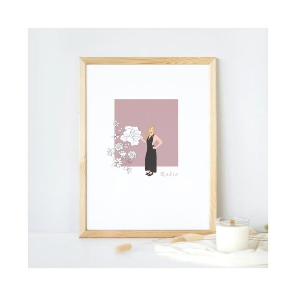 Retrato personalizado ilustrado y enmarcado
